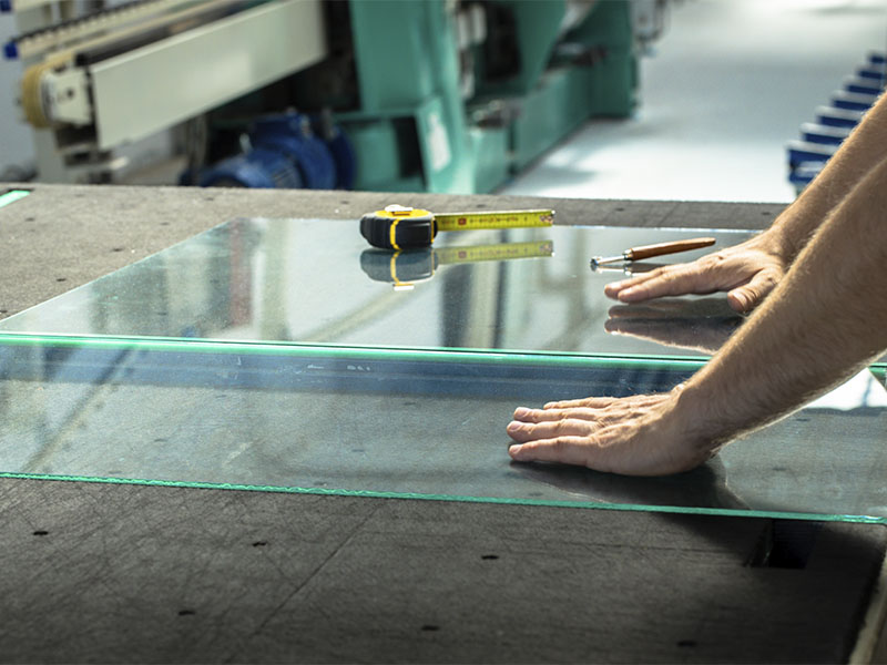 vidraceiros trabalhando com vidro temperado
